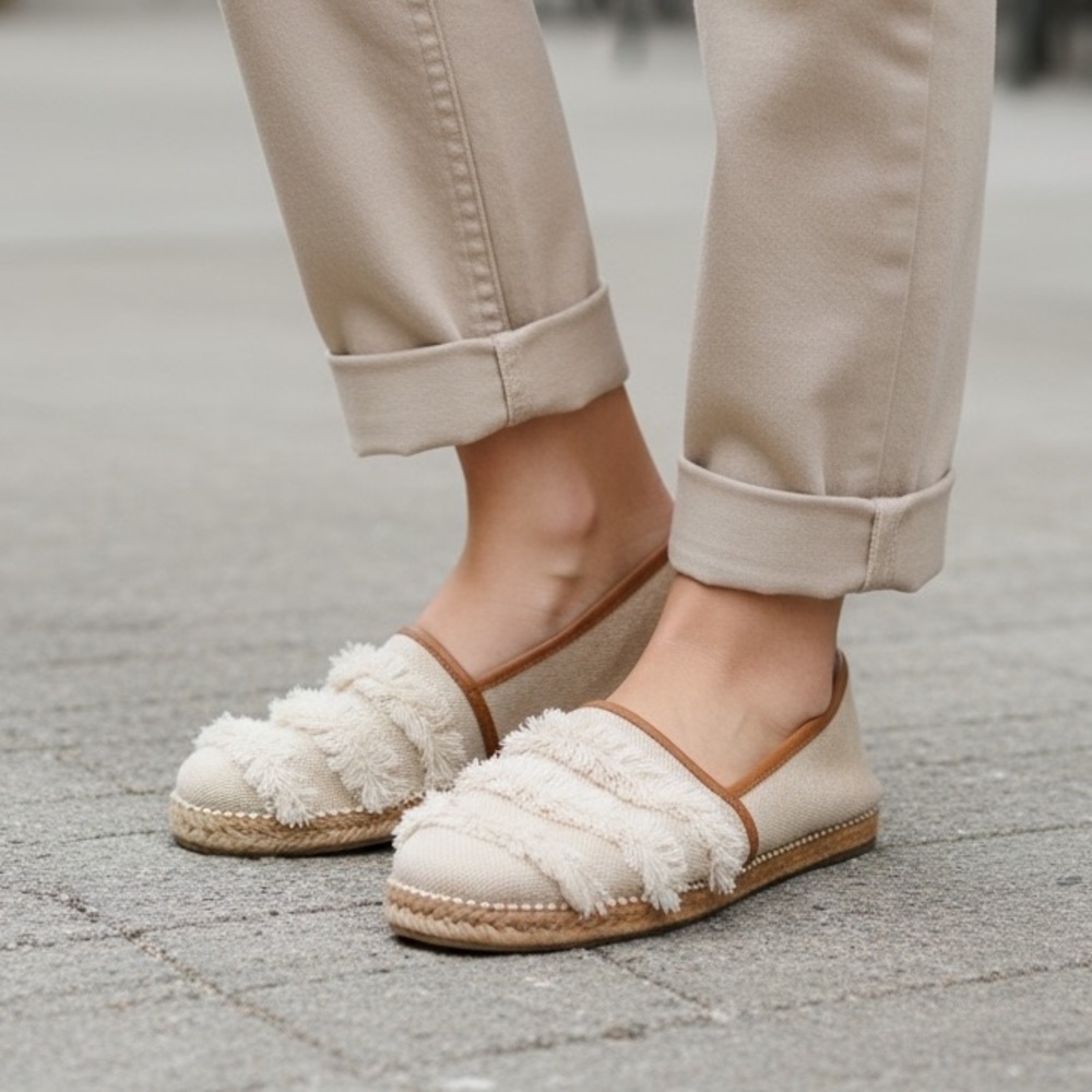 ED by Ellen DeGeneres Women’s 11 Cream Nolana slip-on espadrille Leather flats